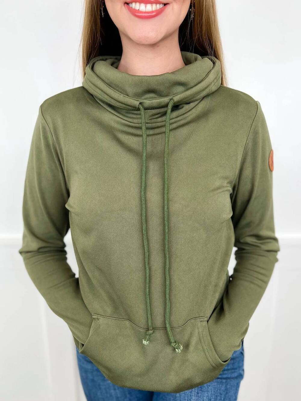 NEW MICHELLE MAE i'd go anywhere long sleeve sweatshirt in olive green